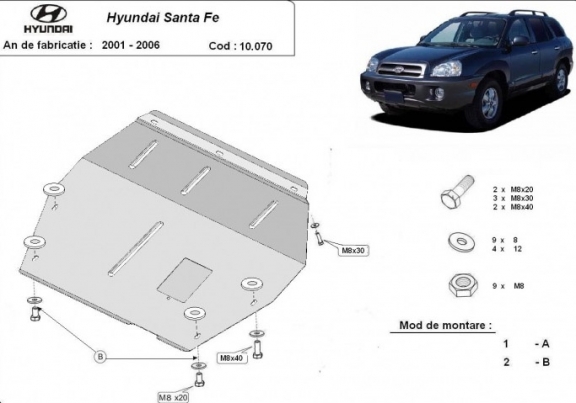 Cubre carter metalico Hyundai Santa Fe