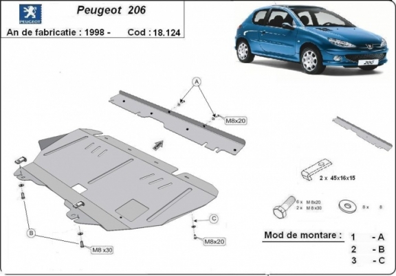Cubre carter metalico Peugeot 206