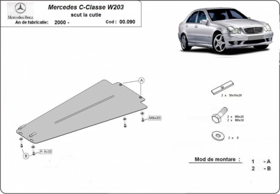 Protector de la caja de cambios Mercedes C-Clasee W203