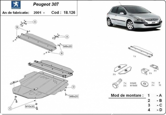 Cubre carter metalico Peugeot 307