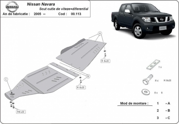 Protector de la caja de cambios Nissan Navara D40