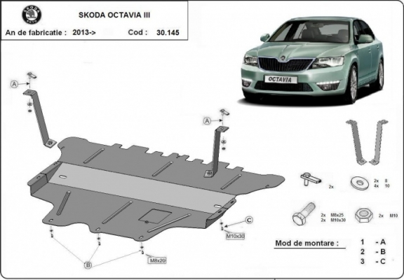Cubre carter metalico Skoda Octavia 3 - Manual