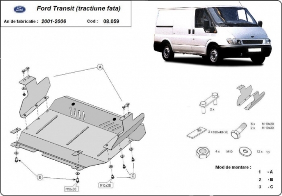 Cubre carter metalico Ford Transit - FWD