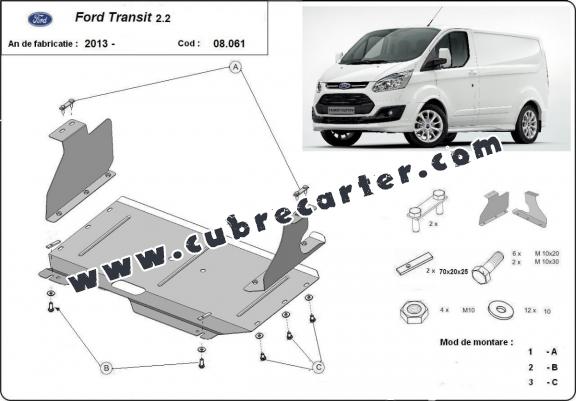 Cubre carter metalico Ford Transit Custom