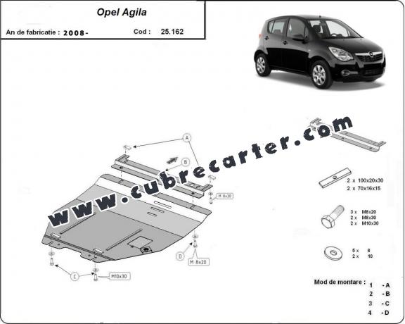 Cubre carter metalico Opel Agila (H08)