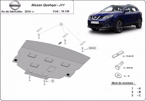 Cubre carter metalico Nissan Qashqai J11
