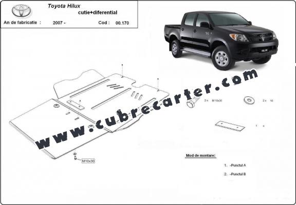 Protección de caja de cambios y diferencial Toyota Hilux