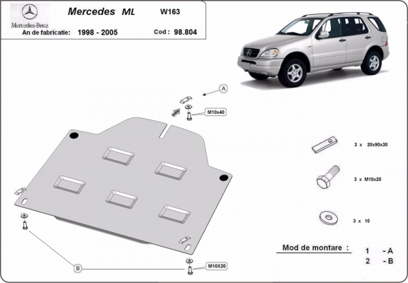 Protector del diferencial trasero Mercedes ML W163