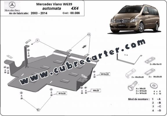 Protección del caja de cambios Mercedes Viano W639 - 4x4 - caja de cambios automática