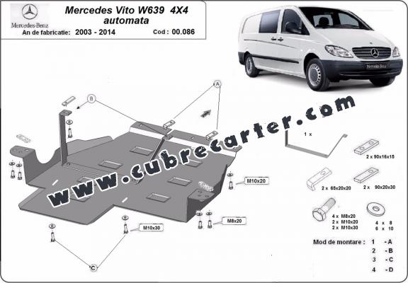 Protección del caja de cambios Mercedes Vito W639 - 4x4 - caja de cambios automática