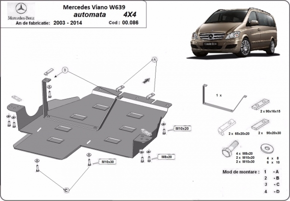 Protector de la caja de cambios Mercedes Viano W639 - 4x4
