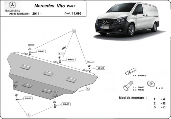 Cubre carter metalico Mercedes Vito W447 - 1.6 D
