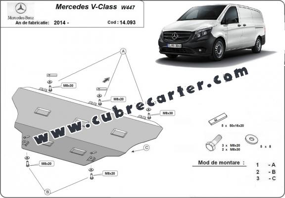 Cubre carter metalico Mercedes V-Classe W447, 4x2, 1.6 D