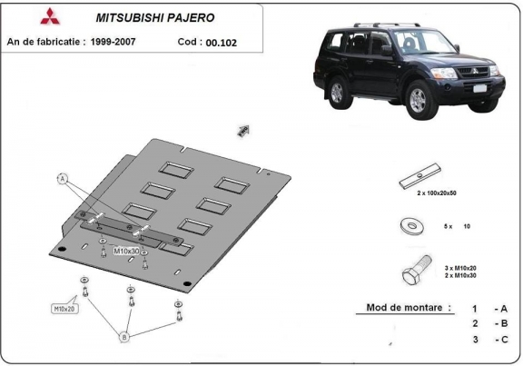 Protector de la caja de cambios Mitsubishi Montero 3 - V60