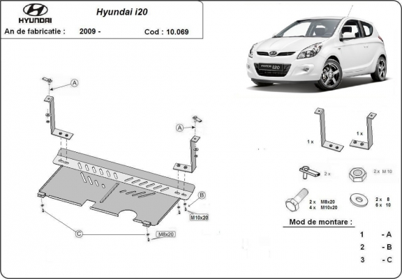 Cubre carter metalico Hyundai i 20
