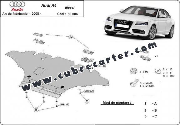 Cubre carter metalico Audi A4 B8, diesel