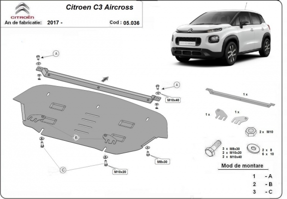 Cubre carter metalico Citroen C3 Aircross