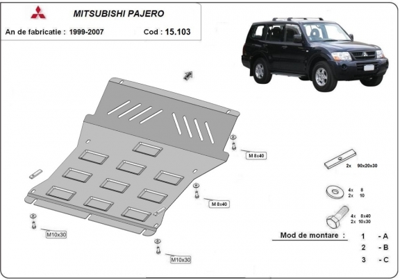 Cubre carter metalico Mitsubishi Montero 3 -  (V60, V70) Vers 2.0