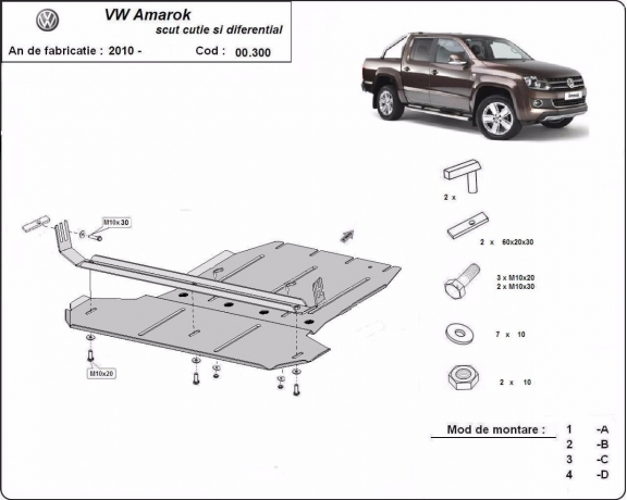 Protector de la caja de cambios y diferencial Volkswagen Amarok