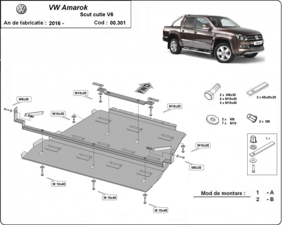 Protector de la caja de cambios y diferencial Volkswagen Amarok - V6 Automatico