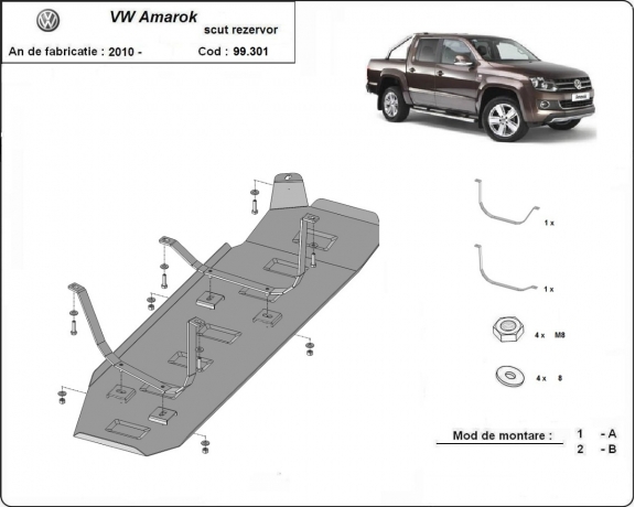 Protector del deposito de combustible Volkswagen Amarok - Solo para versiones sin Protectores de fábrica