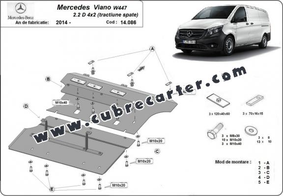 Cubre carter metalico Mercedes Viano W447 2.2 D, 4x2 