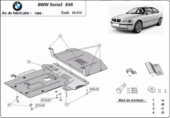 Cubre carter metalico BMW Serie 3 E46 - gasolina