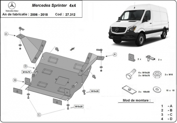 Cubre carter metalico Mercedes Sprinter 906 - 4x4