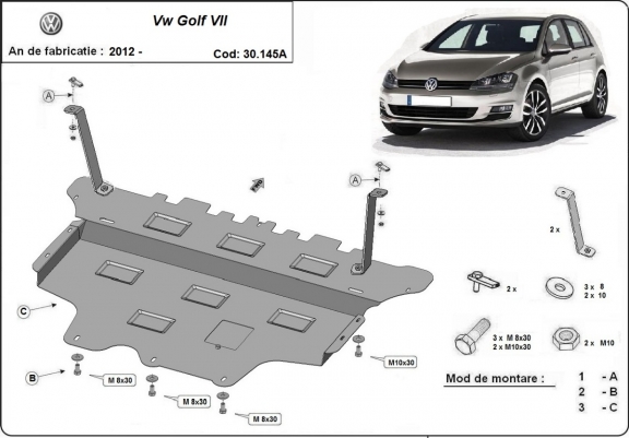 Cubre carter metalico VW Golf 7 - Automatico