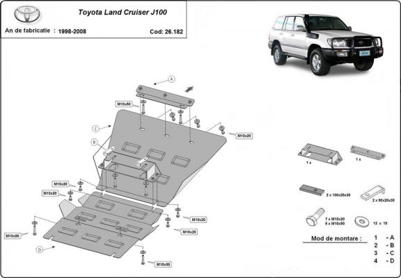 Cubre carter metalico Toyota Land Cruiser J100