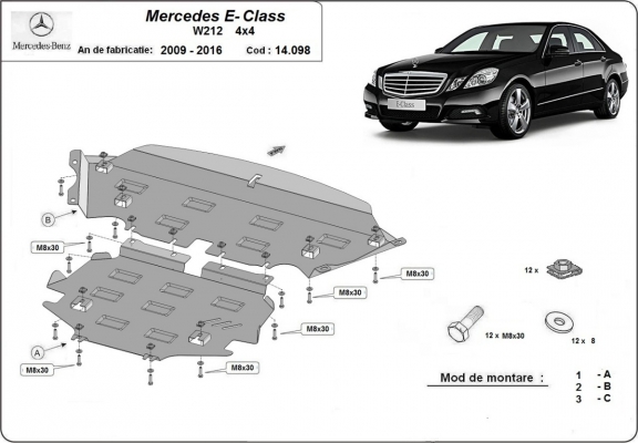 Cubre carter metalico Mercedes E-Classe W212 - 4x4