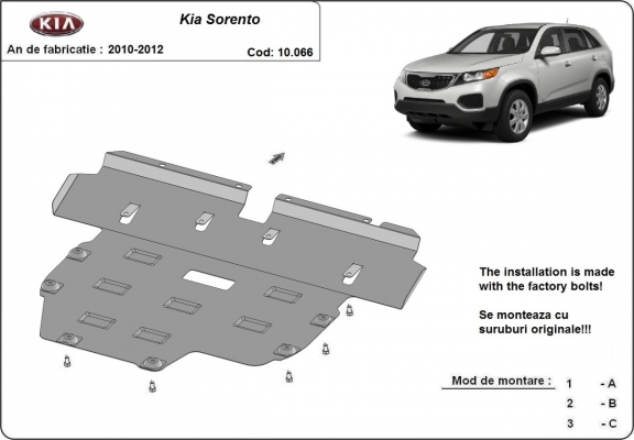 Cubre carter metalico Kia Sorento XM - Pre-facelift