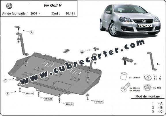 Cubre carter metalico Vw golf mk5