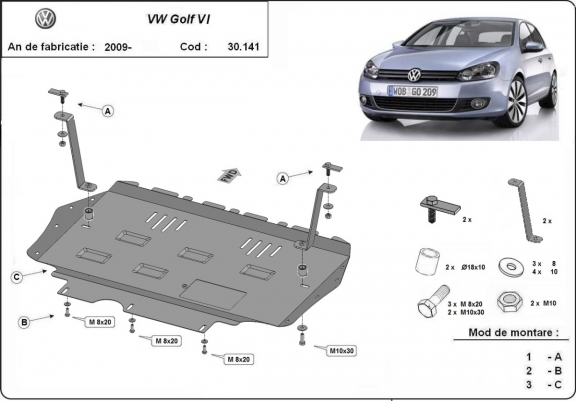 Cubre carter metalico VW Golf 6