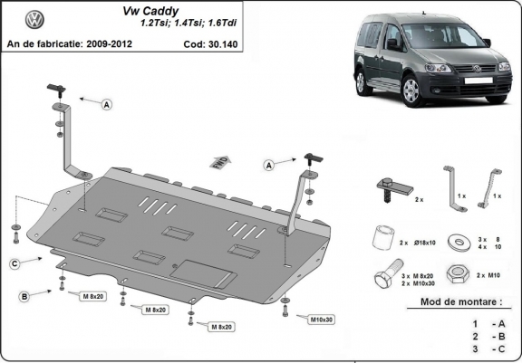 Cubre carter metalico Volkswagen Caddy