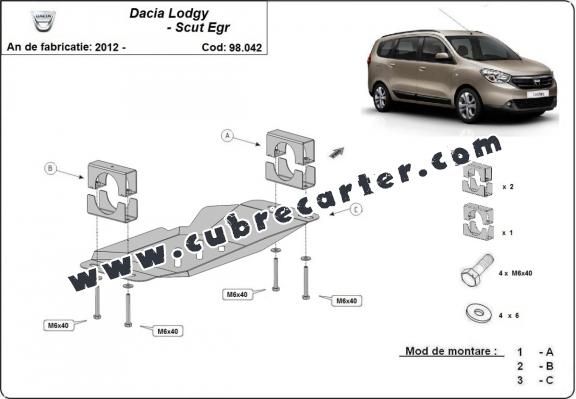 Cubre metálico para el sistema Stop & Go, EGR Dacia Lodgy