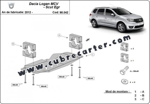 Cubre metálico para el sistema Stop & Go, EGR Dacia Logan MCV