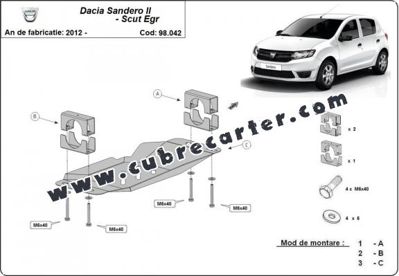 Cubre metálico para el sistema Stop & Go, EGR Dacia Sandero 2