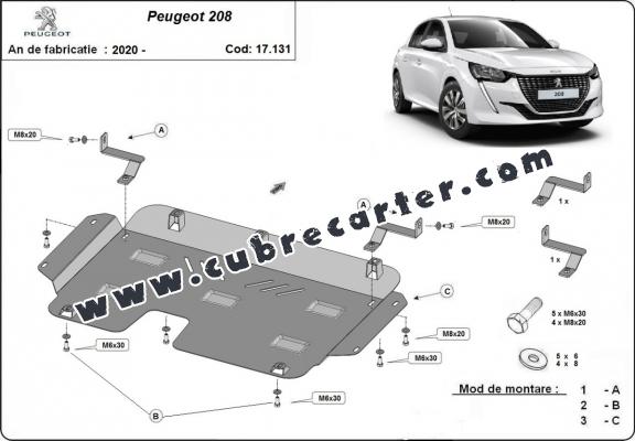 Cubre carter metalico Peugeot 208