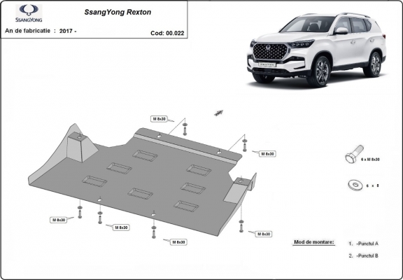 Protector de la caja de cambios SsangYong Rexton