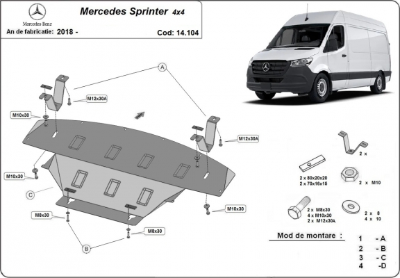 Cubre carter metalico Mercedes Sprinter 907 - 4x4