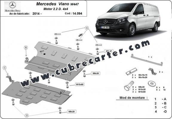 Cubre carter metalico Mercedes Viano W447, 2.2 D, 4x4