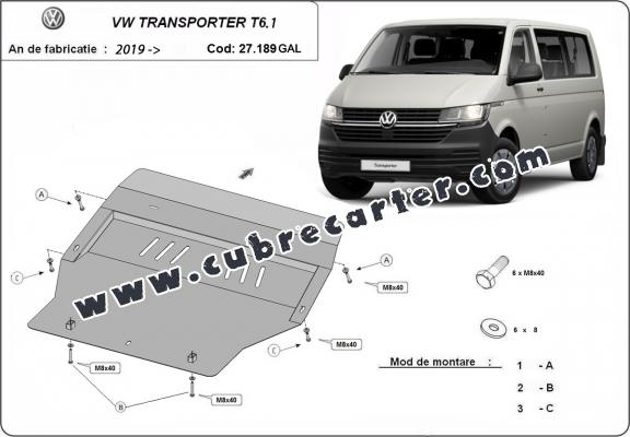 Cubre carter de acero galvanizado Volkswagen Transporter T6.1