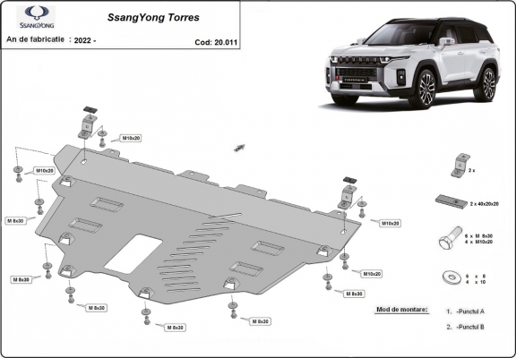Cubre carter metalico Ssangyong Torres