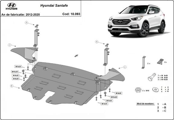 Cubre carter metalico Hyundai Santa Fe