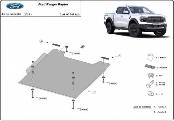 Protector de aluminio de la caja de transferencia Ford Ranger Raptor