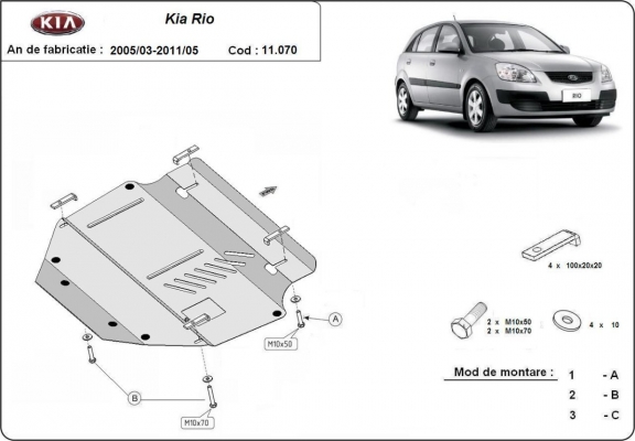 Cubre carter metalico Kia Rio 2