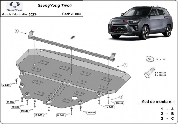 Cubre carter metalico SsangYong Tivoli
