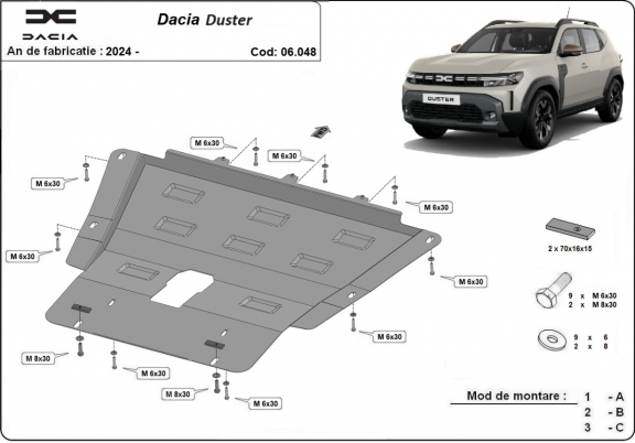 Cubre carter metalico Dacia Duster - 4x2 , 4x4