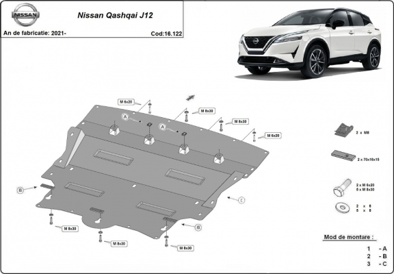Cubre carter metalico Nissan Qashqai J12